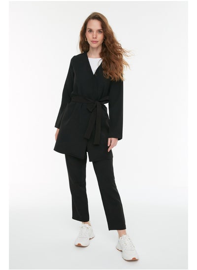 Buy Black Belted Jacket-Pants Woven Suit TCTSS21AU0313 in Egypt