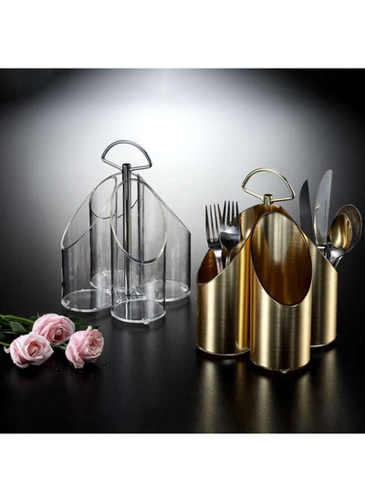 Buy Acrylic Cutlery Holder Golden in UAE