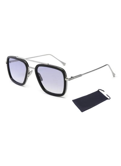 Buy Tony Stark Sunglasses Vintage Square Metal Frame Glasses Tony Stark Silver Double Grey in Saudi Arabia