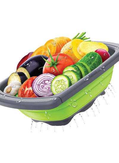 Buy Collapsible Colander with Extendable Handles, Over the Sink Kitchen Vessels, Rice Drainer, Food Strainer for Fruits and Vegetables, Multipurpose and Portable, Silicone in UAE