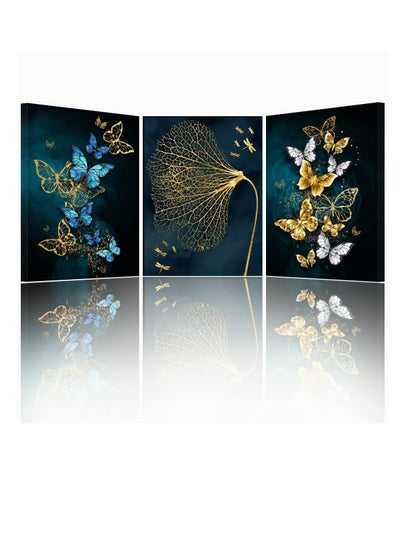 Buy Butterfly Canvas Painting, Nordic Wall Art Poster, Gold Print Scandinavian Decoration Picture, No Frame Wall Pictures for Bedroom, Living Room, Artwork Home Decor (40*30 cm, 3 Pcs) in UAE