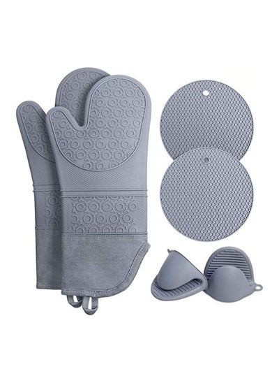 Buy 6 Pack Oven Mitts and Pot Holders Sets, Gray Heat Resistant Silicone Oven Gloves with 2 trivets Mini Pinch Oven Mitts and Hot Pads Potholders for Kitchen Baking Cooking, Grilling in Saudi Arabia