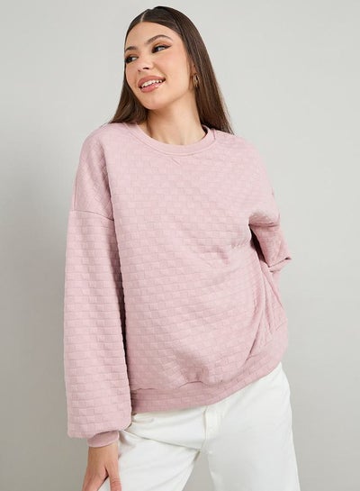 Buy Oversized Solid Textured Sweatshirt in Saudi Arabia