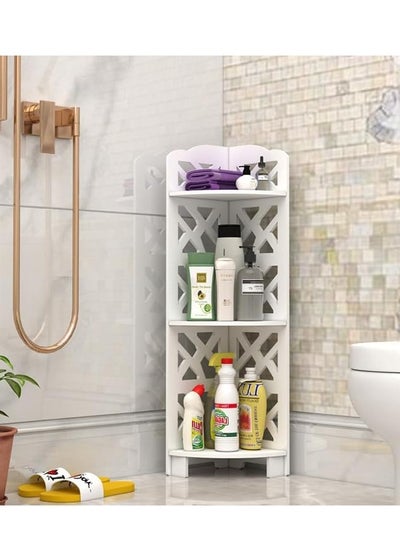 TOMSUN White Corner Shelf Stand Waterproof Bathroom Storage Organizer ...