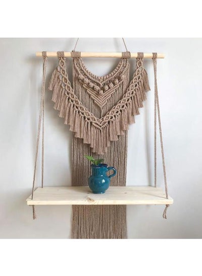 Buy Wooden Wall Shelf, Macrame Shelf, Living Room Decor, Stand Bookshelf. in Egypt