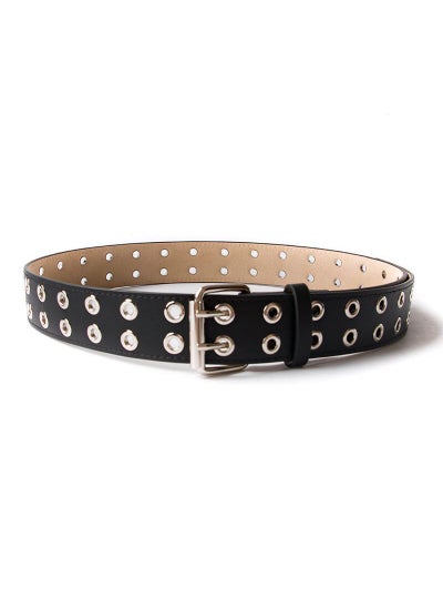 Buy Hollow Breathable Double Prong Belt for Men and WomenBlack Black in Saudi Arabia