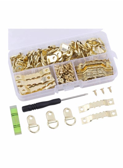 اشتري Hook Set, Box Hook, D Ring Picture Frame Hanger, Sawtooth Photo Hanging Hardware Set with Screws and Spirit Level Silver Gold, 252 psc في الامارات