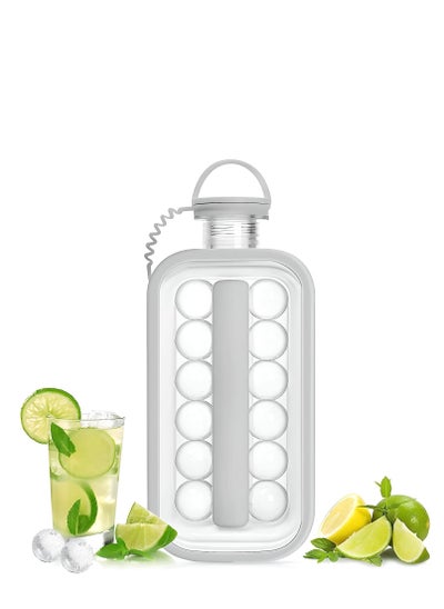 Buy Portable Reusable Round Ice Cube Making Mold Tray Water Bottle Leakproof Silicone BPA Free in UAE