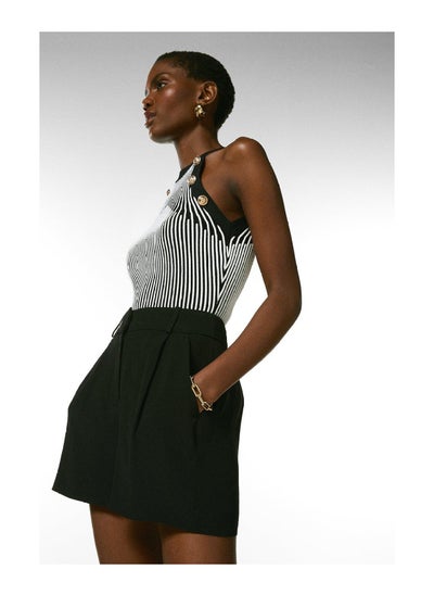 اشتري Viscose Satin Crepe Relaxed Tuxedo Short في الامارات