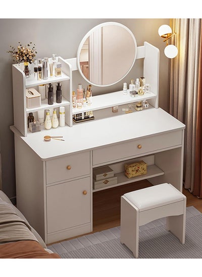 Buy Multifunctional Makeup Vanity Dressing Table with Drawers and Chair in UAE