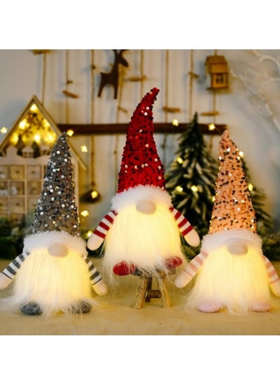 Buy Christmas Gnome Decoration Set of 3, Christmas Gonks Gnomes Plush Swedish, Christmas Gonks Light Up Ornaments in UAE