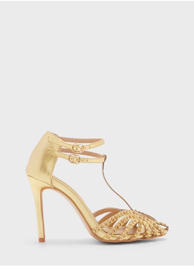 Buy Diamante T-Bar Ankle Strap  Sandal in Saudi Arabia