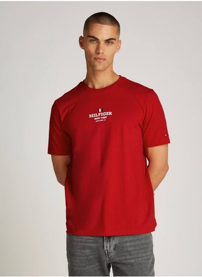 Buy Men's Logo Crewneck T-shirt - Cotton, Red in Saudi Arabia