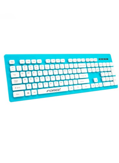 Buy Wired Keyboard FV-MK3 Ultra-Thin Waterproof , White Blue in Egypt