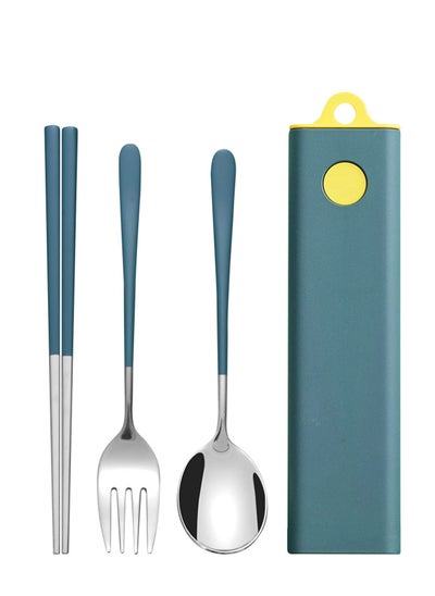 Buy 4 Pcs Portable Cutlery Set, Travel Cutlery, Stainless Steel Flatware Set with Case, Fork Spoon Chopsticks Utensils Set, for Home/Office/Party/Travel, Dishwasher Safe in UAE