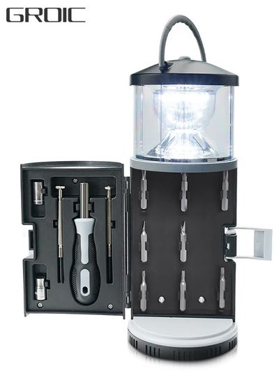 Buy 2 in 1 LED Camping Lantern with Tool Kits, Battery Operated LED Lantern with 11 PCS Tools, Portable Emergency Light for Camping Storm Outages in Your House Car Workbench in UAE