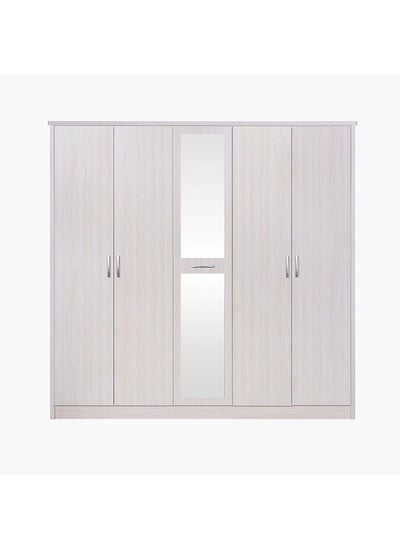 Buy Valencia 5-Door Wardrobe With Mirror 55x208x211 cm in UAE