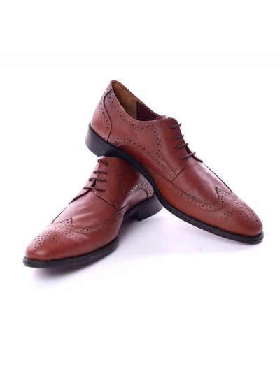 Buy Men Genuine Leather Oxford Lace Up Shoes Camel in Egypt