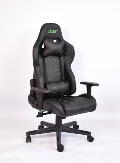 Buy Shark High Back Gaming Chair Office Computer Racing Chair With 180° Reclining, 10cm Height Adjustment, 2D Armrests, PU Leather and High Density Foam Cushions Black and Green in UAE