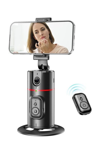 اشتري Auto Face Tracking Tripod for Mobile Phone, 360°Rotation Face & Body Auto Tracking Phone Holder with Remote, No App, Gesture Control, Moving Tripod for Vlog Live Streaming Video Recording Tiktok في السعودية