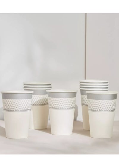 Buy Deema 10-Piece Paper Disposable Cup Set - 360 ml in Saudi Arabia
