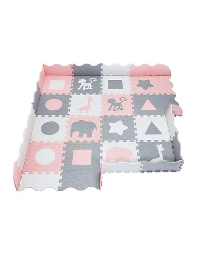 اشتري Baby Play Mat Motor Skills Educational Mat Non Toxic Eva Foam  9Pcs + 12 Edges Pink & Grey في الامارات