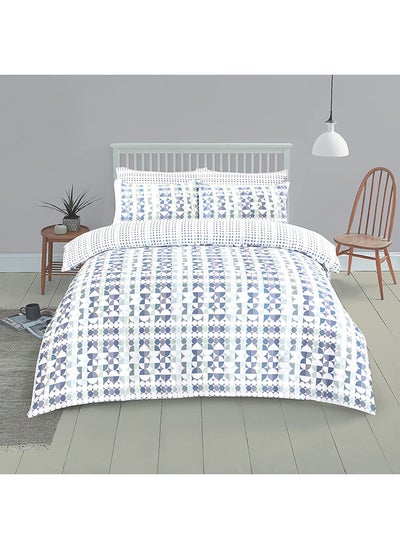 اشتري Retro Queen-Sized Duvet Cover Set, Blue - 200x200 cm في الامارات