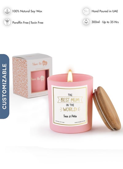 Buy Personalised Scented Candle - Best Mum in The World Candle - Pink in UAE