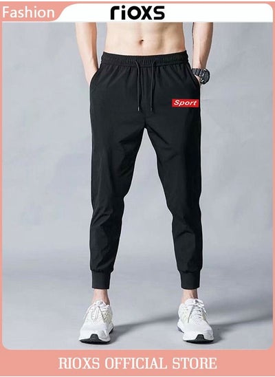 Buy Men's Athletic Workout Jogger Drawstring Trousers Sweatpants Tapered Pants With Pockets For Training Running Exercising in Saudi Arabia