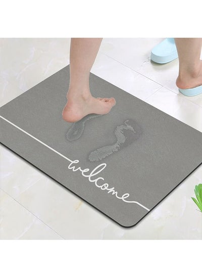 اشتري Diatomaceous Earth Bathtub mat Fast Drying Non-Slip Shower, Stone Mat Super Absorbent Bathroom Floor Mat,Rectangle (Grey) في السعودية