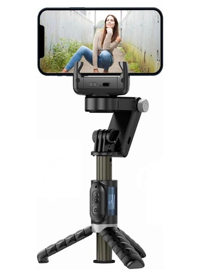 Buy Gimbal Stabilizer Tripod for smartphones with light handheld or portable 360° rotation with face tracker and wireless remote control compatible with iPhone and Android in UAE
