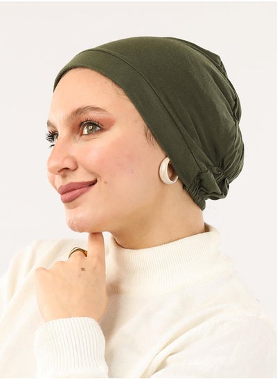 اشتري Cotton Elastic Bonnet Dark Green For Women في مصر