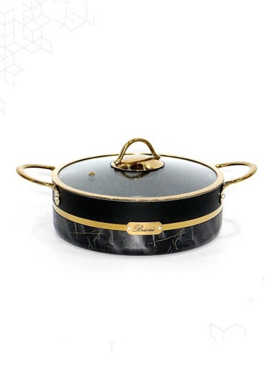 Buy 2 Pieces Aluminum Cooking Pot With Lid Perfect Design 24 Cm Black/Gold in Saudi Arabia