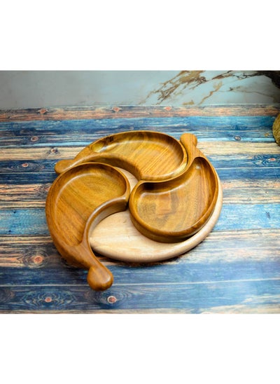 Buy Swirl-shaped game plate, handmade from healthy wood, 100% natural in Egypt