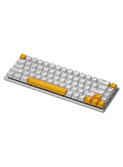 Buy 65% Wired Blue Switch Gaming Keyboard with RGB Backlit, 68 Keys Hot-Swappable Compact Mechanical Keyboard for PC White/Yellow in Saudi Arabia