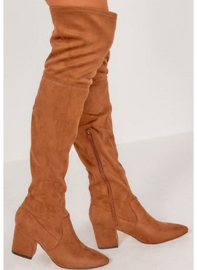 Buy Long boot stylish for woman suede heeled  -Havan in Egypt