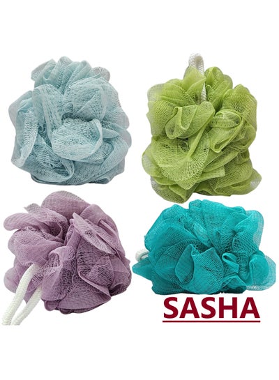 Buy 4-Piece Mesh Bath Sponge Loofah Multicolor in Saudi Arabia