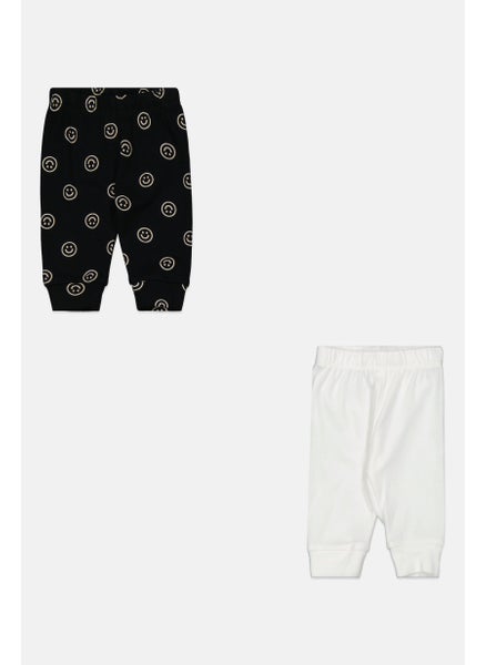 Buy Toddlers Boy 2 Pieces Graphic Print Pull On Jogger Pants, Black/White in Saudi Arabia