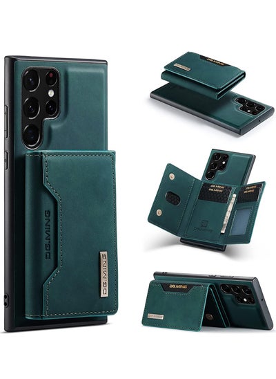 Buy Wallet Case for Samsung Galaxy S22 Ultra, DG.MING Premium Leather Phone Case Back Cover Magnetic Detachable with Trifold Wallet Card Holder Pocket for Samsung Galaxy S22 Ultra (Green) in UAE