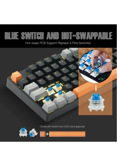 Buy E-Yosoo Z-14 104 Keys Rainbow Single Light Slit Backlight Mechanical Keyboard Grey/Black (Blue Switch) in UAE