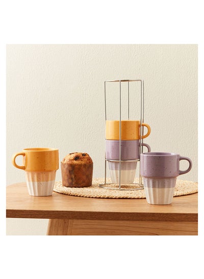 Buy Galexia 5-Piece Stackable Mug Set 10.5 x 8.5 x 8.5 cm in UAE