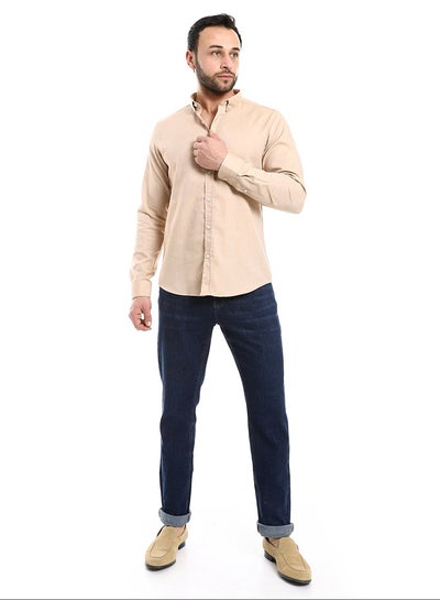 Buy Long Sleeves Casual Button Down Shirt_Heather Beige in Egypt