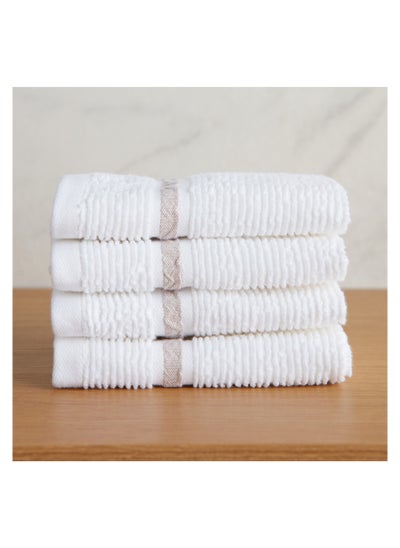 Buy Maui 600 GSM Turkish Cotton 4-Piece Fingertip Towel Set 30x30cm. in Saudi Arabia