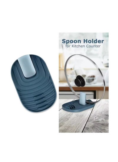 اشتري Kitchen Spoon Holder Pot Lid Rack Fork Spatula Rack Shelf Plastic Spoon Rest Chopsticks Holder Kitchen Organizer (1-Pack Blue) في الامارات