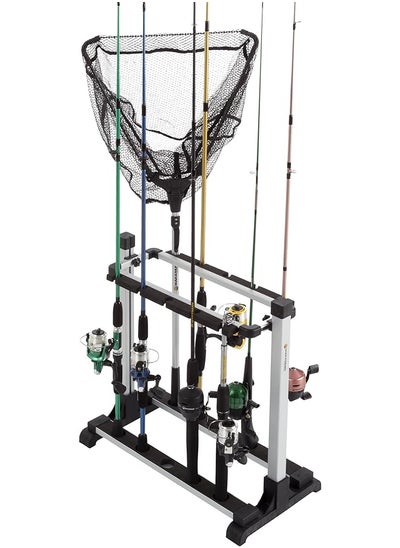 Buy Wakeman Outdoors Fishing Rod Rack- Aluminum Freestanding Floor Storage, Organizer Stand for Home or Garage, Fits 10 Freshwater or Saltwater Rods, Black (80-FSH5023) 10-Rod in UAE