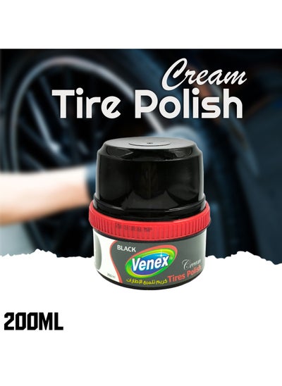 اشتري Car Tyre Polish Black Cream Tire Polish 200ml Super Shine Repels Dirt VENEX في السعودية