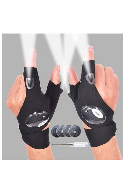 Buy 1 Pair Led Flashlight Gloves Half Finger Gloves with Lights Night Fishing Gloves Night Running Lights Gloves Dad Men Gift in Egypt