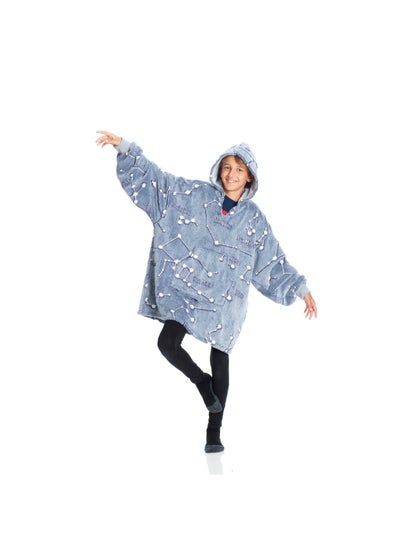 اشتري Hoodie Wearable Blanket | Oversized Sweatshirt, Hooded Fleece Blanket for Kids & Teenagers, Ultra Soft & Comfy, Big Front Pocket, Lightweight, Washable, size 65x75cm - Glow Constellations في الامارات