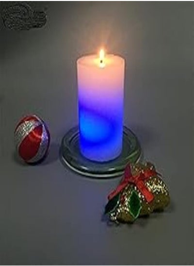 Buy Scented LED White Pillar Color Changing Candle (3.0 x 7cm, Multicolor) in Egypt