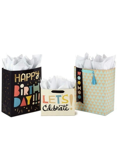 Buy Celebrate Gift Bags Assortment With Tissue Paper (Pack Of 3: 2 Large 13" And 1 Medium 7" Gift Bags For Birthdays Baby Showers And More) in UAE